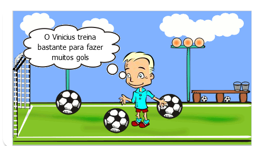 o Vinícius adora jogar bola... toda 3ª e 5ª feira ele tem treino de futebol.