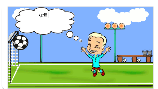 um dia ele foi a um jogo de futebol e ele fez um gol e todos ficaram felizes com ele