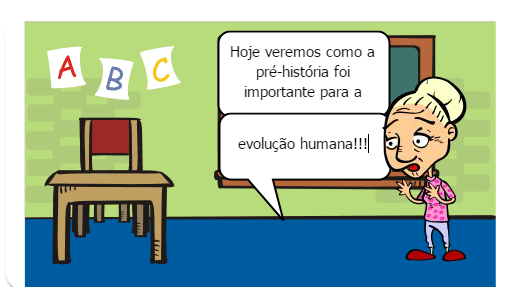 Este gibi mostra como a pré-história foi importante para a evolução da civilização humana.