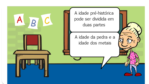 Este gibi mostra como a pré-história foi importante para a evolução da civilização humana.