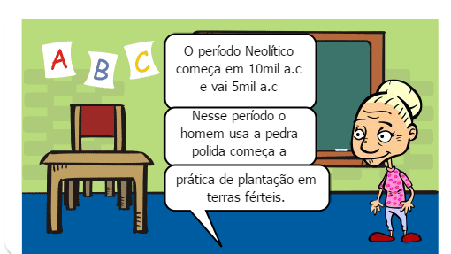 Este gibi mostra como a pré-história foi importante para a evolução da civilização humana.