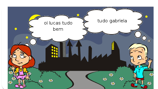  Um dia o lucas estava andando na rua a gabriela<br />
estava eo lucas e falou.<br />
-Você e uma gordo oque é você tona éssa .<br />
 Pofi,pufi vai enboira lucas eu vou.