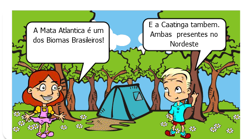 Gibi sobre a fauna, flora e preservação da caatinga e Mata Atlântica.