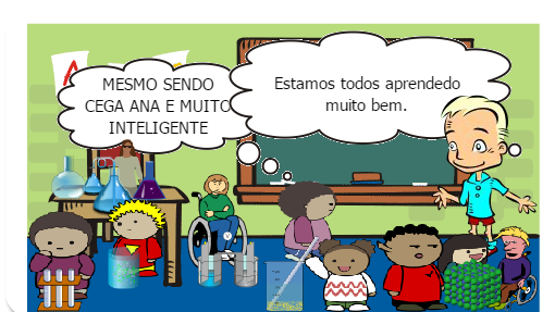 Pedrinho é uma criança de nove anos que acabou de se mudar para o bairro, hoje ele começarana nova escola. Quando Pedrinho entra em sua sala percebe que seu coleguinhas sao bem diferente dele e dos outros. Na sua sala seus colegas tem mais ou menos a mesma idade, mas uns sao grandes, outros pequenos, gordinhos, magros,brancos, negros,ruivos tem quem use oculos. Mas dois coleguinhas em especial lhe chamou a atenção Aninha e Paulinho.
Aninha era surda e muda e Paulinho era autista. predinho sabia que aninha não escutava e nem falava mas apesar da professora explicar o que era o altismo de Paulinho, Pedrinho ainda fica meio sem intender, ele so sabia que Paulinho parecia não enteder as pessoas.
Pedrinho foi para casa e ao se deitar ficou imaginando como podia estudar na mesma sala com a Aninha e o Paulinho.
os dias se passaram e Pedrinho j´s conseguia enteder aninha e se comunicar com Paulinho.
O recreio começou e todos fora brinca inclusive Aninha e Paulinho. Entao Pedrinho entendeu que realmente todos sao diferentes e todos merecem ser feliz.



