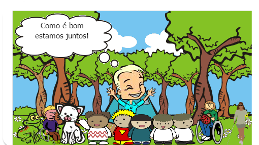 Pedrinho é uma criança de nove anos que acabou de se mudar para o bairro, hoje ele começarana nova escola. Quando Pedrinho entra em sua sala percebe que seu coleguinhas sao bem diferente dele e dos outros. Na sua sala seus colegas tem mais ou menos a mesma idade, mas uns sao grandes, outros pequenos, gordinhos, magros,brancos, negros,ruivos tem quem use oculos. Mas dois coleguinhas em especial lhe chamou a atenção Aninha e Paulinho.
Aninha era surda e muda e Paulinho era autista. predinho sabia que aninha não escutava e nem falava mas apesar da professora explicar o que era o altismo de Paulinho, Pedrinho ainda fica meio sem intender, ele so sabia que Paulinho parecia não enteder as pessoas.
Pedrinho foi para casa e ao se deitar ficou imaginando como podia estudar na mesma sala com a Aninha e o Paulinho.
os dias se passaram e Pedrinho j´s conseguia enteder aninha e se comunicar com Paulinho.
O recreio começou e todos fora brinca inclusive Aninha e Paulinho. Entao Pedrinho entendeu que realmente todos sao diferentes e todos merecem ser feliz.



