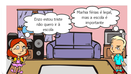 O retorno dos irmão Enzo e Marhia à escola