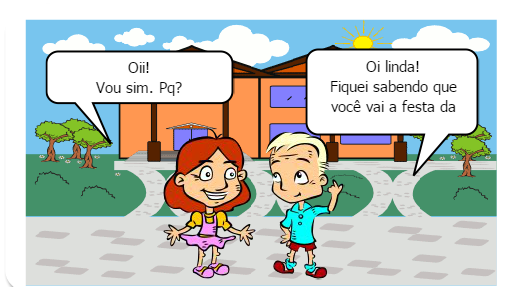 JOVENS ESTÃO CONVERSANDO SOBRE UMA FESTA QUE A GAROTA MAIS POPULAR DO COLÉGIO IRÁ REALIZAR.