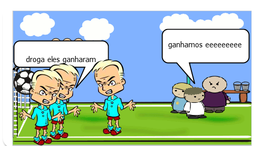 um jogo decisivo de futebol<br />
<br />
