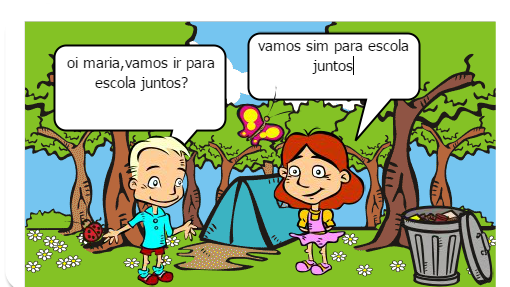 um dia muito quente,João e Maria estavam indo para escola no caminho encontraram um amigo que não viam a tempo, foram para escola todos felizes 
