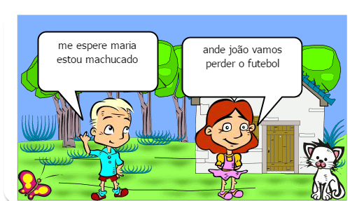 um dia muito quente,João e Maria estavam indo para escola no caminho encontraram um amigo que não viam a tempo, foram para escola todos felizes 