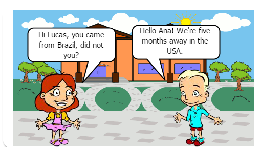 LUCAS E ANA SÃO DOIS JOVENS DIFERENTES QUE SE CONHECEM NA ESCOLA . LUCAS ACABA DE SE MUDAR PARA OS EUA ONDE CONHECE ANA SUA MAIS NOVA AMIGA.