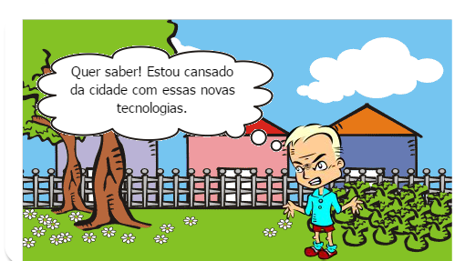 Fugindo da cidade e de suas tecnologias.