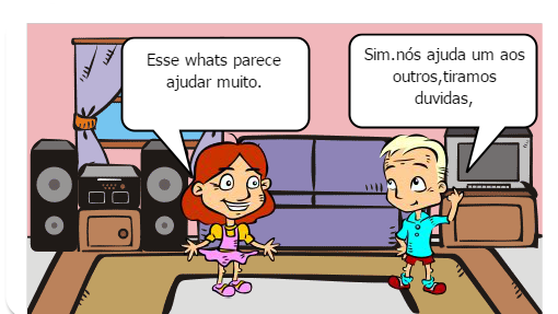 o menino ensinando a mãe  tudo sobre a tecnologia.Só que a mãe não entende nada 