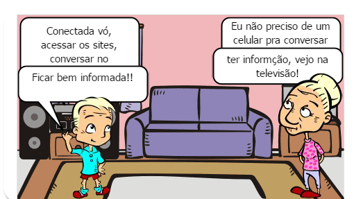 Filho tentando convencer a avó que um celular é o melhor presente de natal.