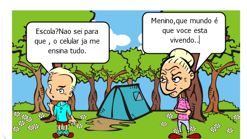 A mãe tentando convencer o filho de que a tecnologia nem sempre é boa .
