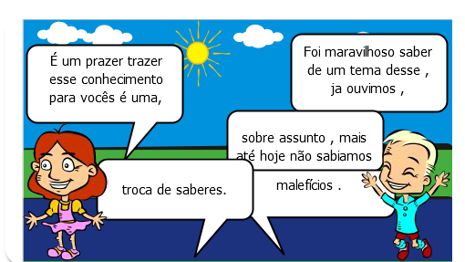É uma história , que retrata o mau uso do homem em relação ao ambiente que vive , se descuido causa malefícios ,a si e ao seu redor , quando se joga lixo na ruas , em rios , ao fazer desmatamentos , ao cortar árvores ,Agindo dessa maneira causa a diminuição do processo de fotossíntese realizado pelas plantas , fazendo com que o ser humano faça um processo inverso , ao invés da planta absorver dióxido de carbono é o homem que inala , assim quero levar os alunos a compreender a importância de cuidar o ambiente e debater sobre o uso de compostos químicos que ajudar a melhorar essa degradação , como também explicar que muita das vezes, a causa dessa destruição que indivíduo fomenta ,é ambição , em querer algo sem medir os danos , pensando em si próprio .