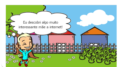 O filho tenta convencer a mãe o quanto é importante a internet.