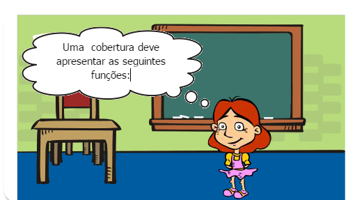 O gibi irá relatar os tipos, funções, procedimentos de execução, partes de um telhado, e normas técnicas utilizadas em uma cobertura.