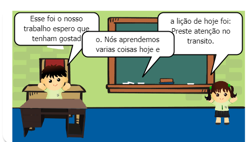 Crianças estão aprendendo as regras do transito, elas falam sobre a atenção no transito e falam também sobre como é importante prestarmos atenção ao atravessar 