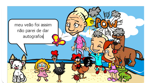 A minha historia fala sobre uma bruxa que foi passar as férias na praia e não parava de dar autógrafo 