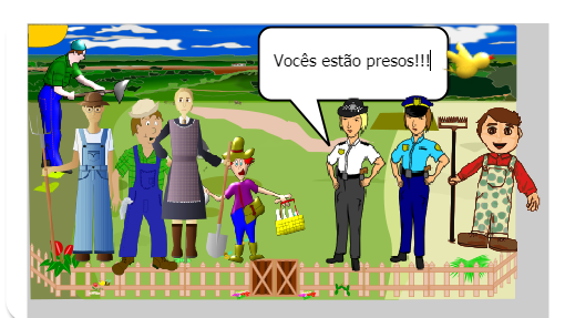 Então Gabriel levou os policiais até a fazenda dos bandidos.E os policiais prenderam eles e acharam mais animais vivos e mortos.
