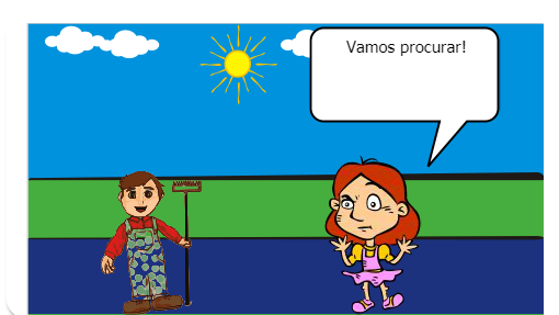 O Gabriel e a Luana foram procurar os bichos deles .Foram nos vizinhos. 