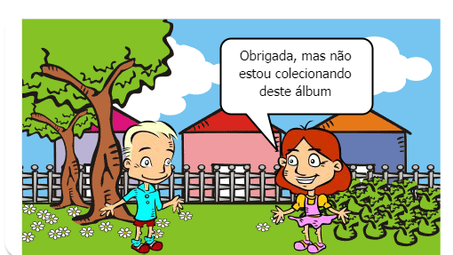 dois amigos conversam sobre a troca de figurinhas