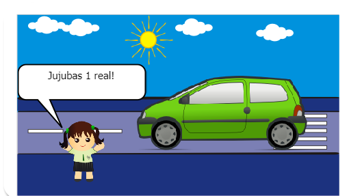 Um homem solidário ajuda uma menina necessitada.