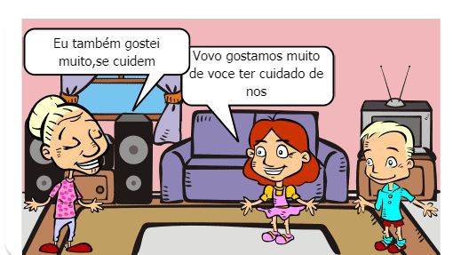 Bia e seu irmao Pedro estao animados para o dia de hoje porque eles vao conhecer a fazenda da avo deles