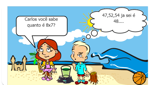  Luli entusiasmada com os novos conhecimentos na aula de matemática:  