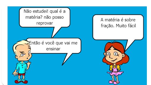 Raíssa começa a ensina João tudo a matéria sobre fração<br />
