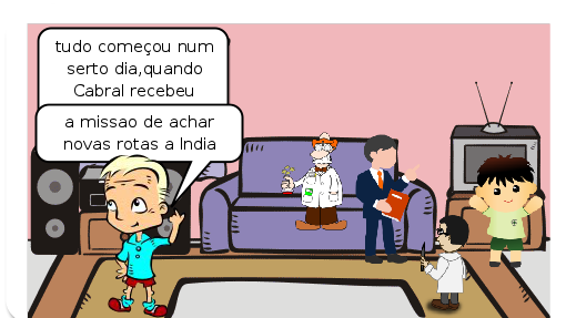 Esse gibi fala sobre a chegada de Portugal ao Brasil 