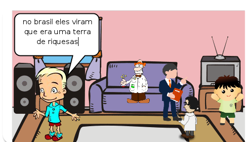 Esse gibi fala sobre a chegada de Portugal ao Brasil 