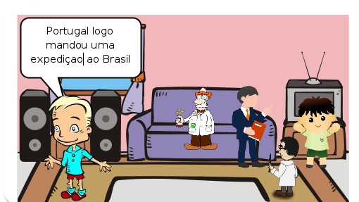 Esse gibi fala sobre a chegada de Portugal ao Brasil 