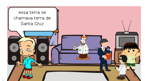 Esse gibi fala sobre a chegada de Portugal ao Brasil 