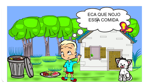 ERA UM MENINO MUITO PORCO ELE GOSTAVA DE JOGAR O LIXO DO QUE ELE COMIA NO CHÃO ETC...