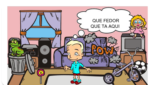 ERA UM MENINO MUITO PORCO ELE GOSTAVA DE JOGAR O LIXO DO QUE ELE COMIA NO CHÃO ETC...