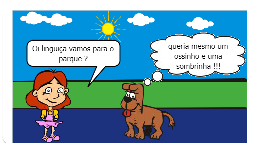  Lelê tem um cachorro de estimação e com ele brinca o tempo todo. Quando vai ao parque leva sempre o linguiça ,juntos se divertem muito.