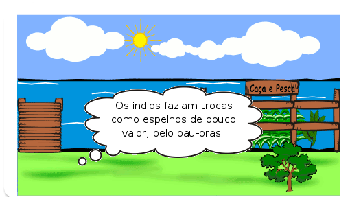 Era uma vez portugueses e espanhóis que se lançaram ao mar para explorar terras, acharam a América e os índios, primeiro encontro foi de amizade.