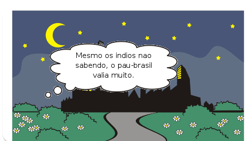 Era uma vez portugueses e espanhóis que se lançaram ao mar para explorar terras, acharam a América e os índios, primeiro encontro foi de amizade.