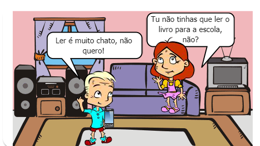 Trata-se de um menino que não gostava de ler, só queria saber das suas tecnologias (celular, tablet e computador). Até que sua irmã teve uma brilhante ideia para que ele se interessasse pela literatura.