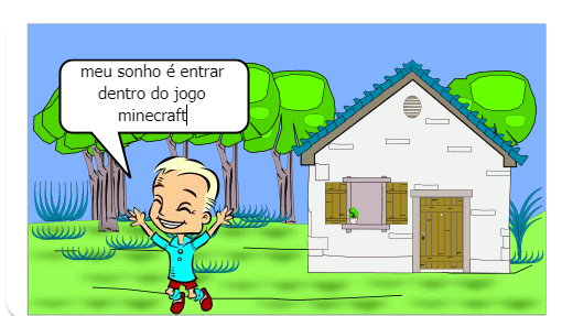 otavio entrou dentro do jogo minecraft