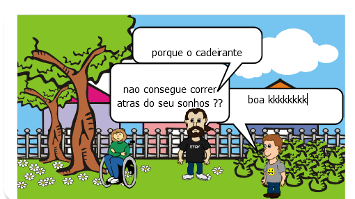 fazer um gibi representando o preconceito de cores e estados físicos das pessoas
