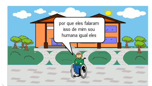 fazer um gibi representando o preconceito de cores e estados físicos das pessoas
