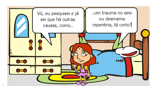 Gibi educativo, que de uma forma divertida explica o que é mastite.