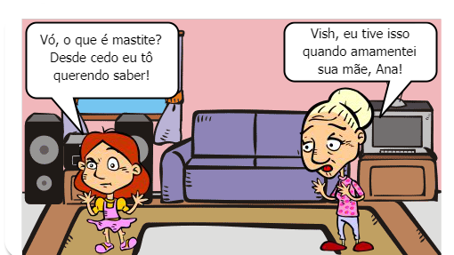 Gibi educativo, que de uma forma divertida explica o que é mastite.