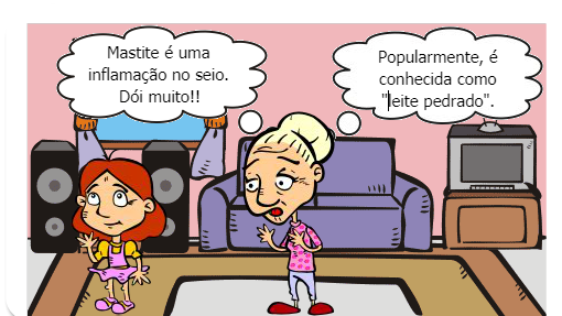 Gibi educativo, que de uma forma divertida explica o que é mastite.