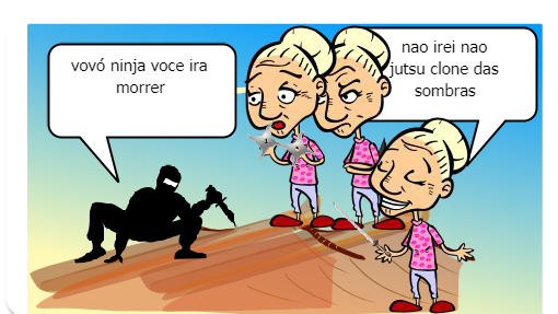 vovo ninja lutando com adversarios