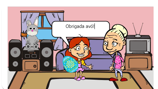 A história conta que uma menina ganhará um grande ovo de páscoa!