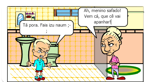 Um Rmulekin não quer tomar banho, daí a mãe dele quer surrá-lo, mas ele tenta negociar :)
